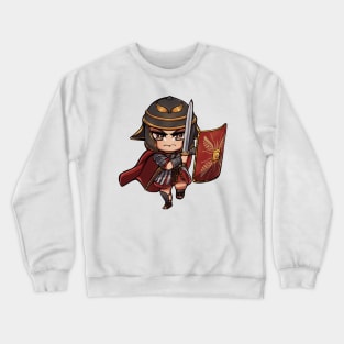 Cute Roman Empire Legionary Infantry Foot Soldier Charging - History Ancient Rome - Chibi Crewneck Sweatshirt